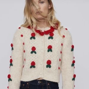 Zara Limited Edition Floral KNIT Cardigan